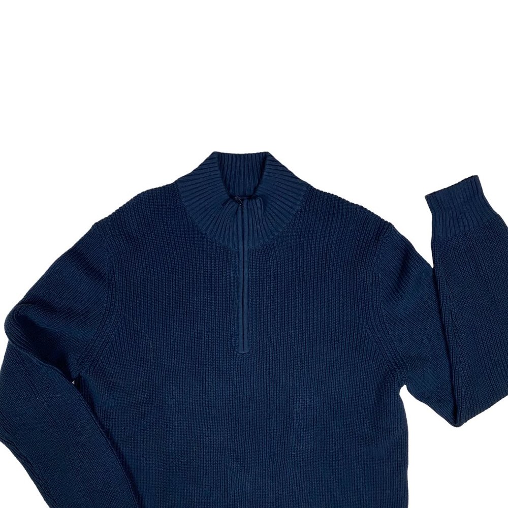 NWT Calvin Klein 1/4 Zip Rib Knit Sweater Black Casual Preppy Neutral Cotton-XL - Picture 4 of 12